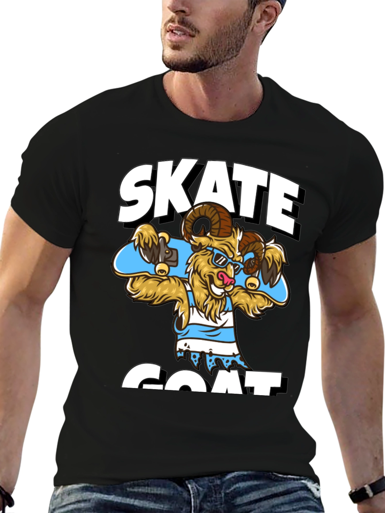 Skate Goat Graphic T-Shirt - Funny Animal Tee