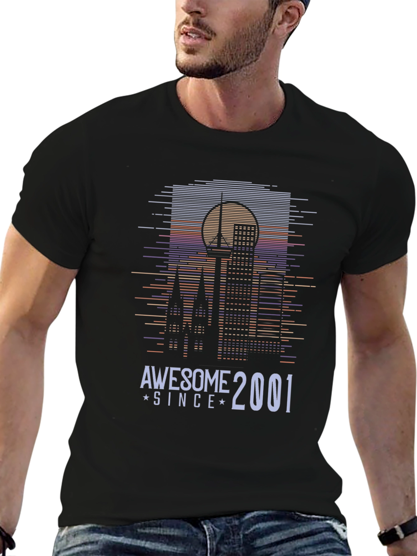 Awesome Since 2001 Cityscape Graphic Tee