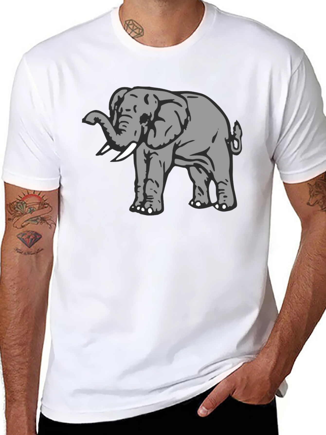 Elephant Graphic Black T-Shirt - Soft Cotton Tee