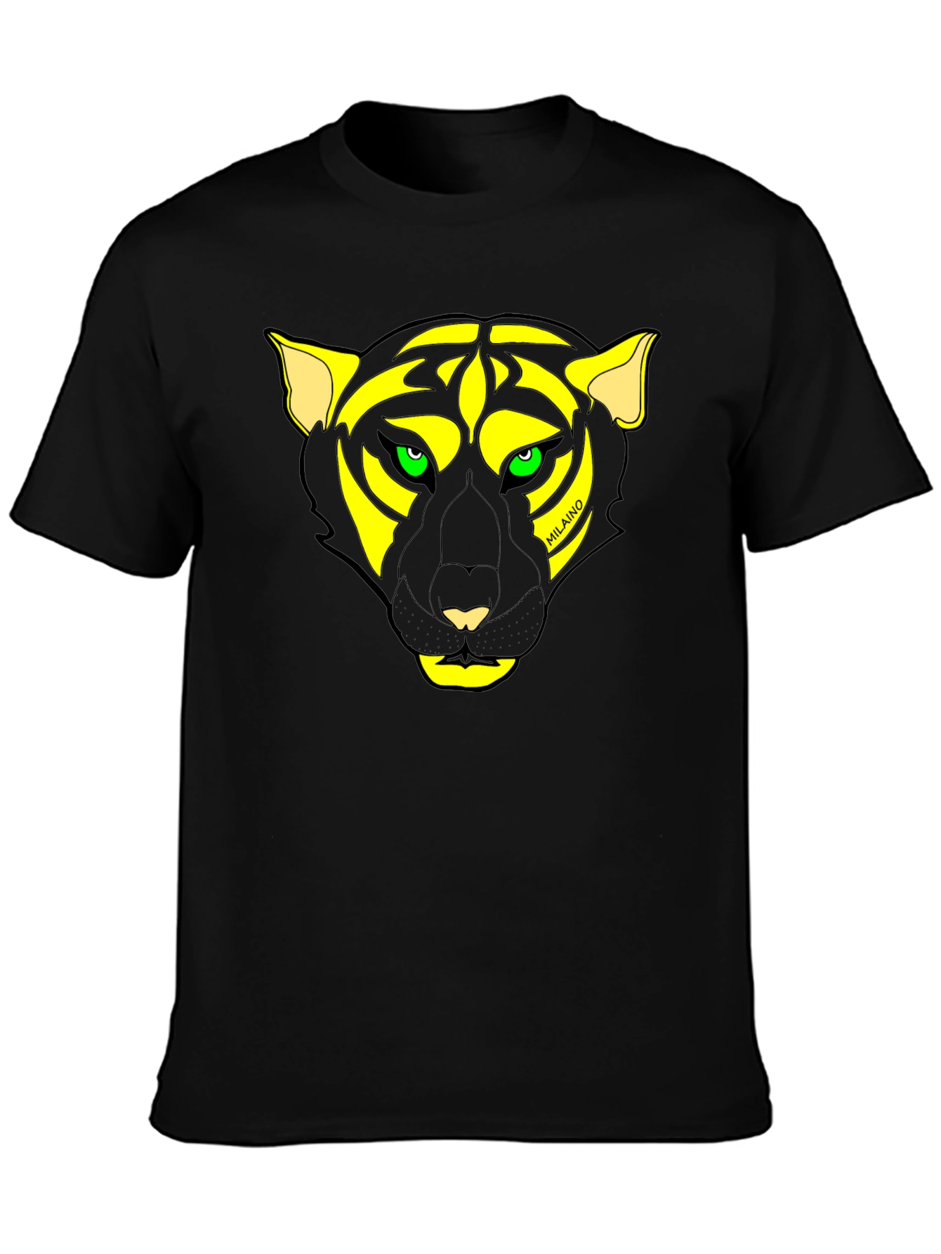 Mens Black T-Shirt with Unique Tiger Graphic