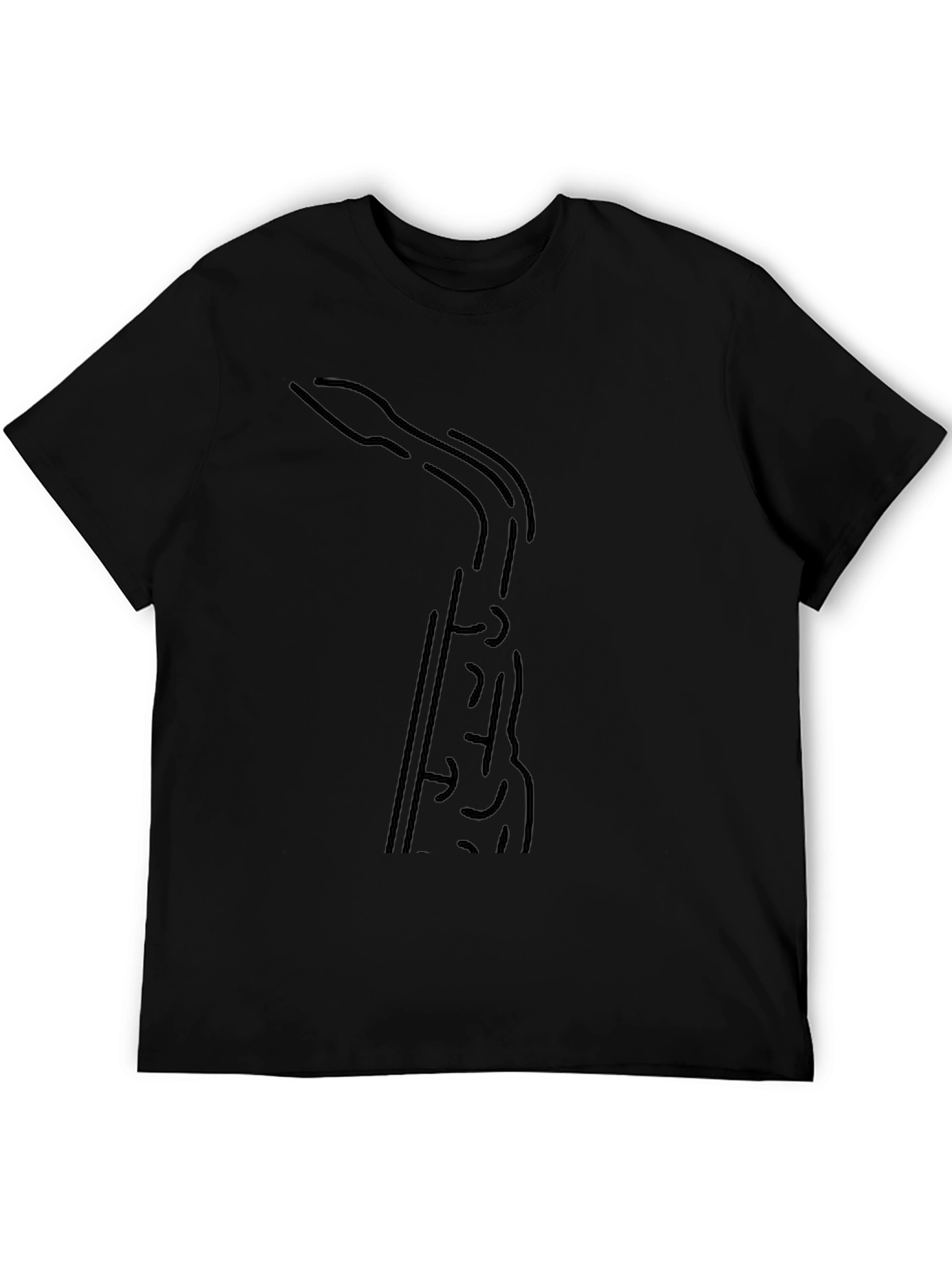 Saxophone Outline Black T-Shirt