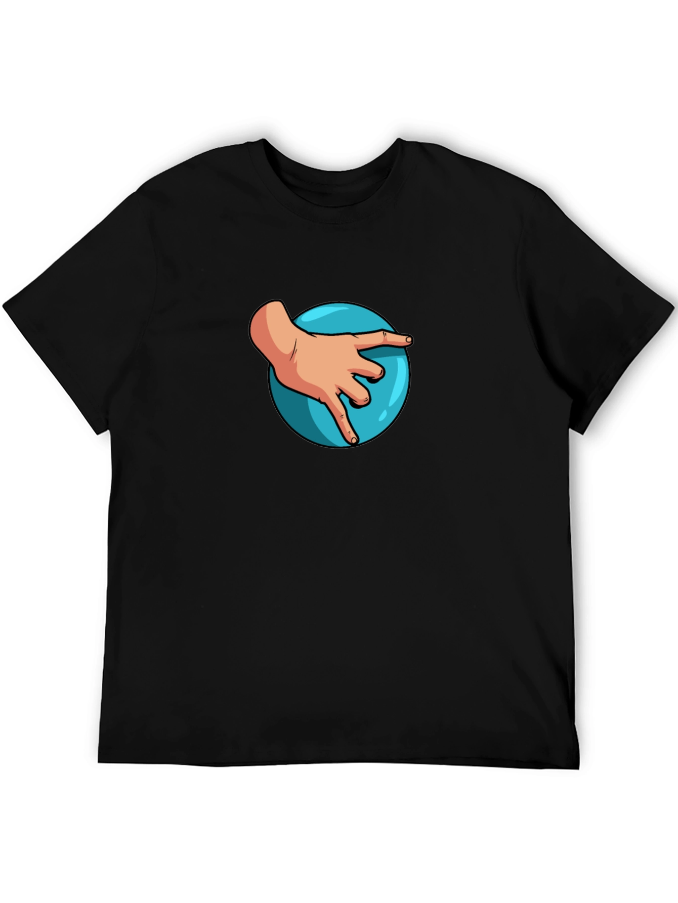 Hand on Ball Graphic Tee - Casual Black T-Shirt