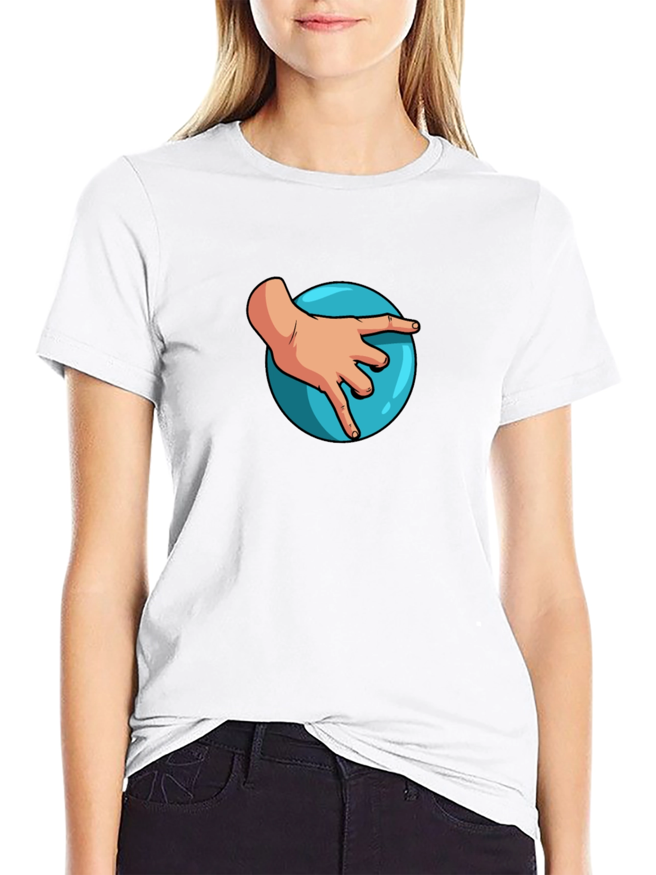 Hand on Ball Graphic Tee - Casual Black T-Shirt