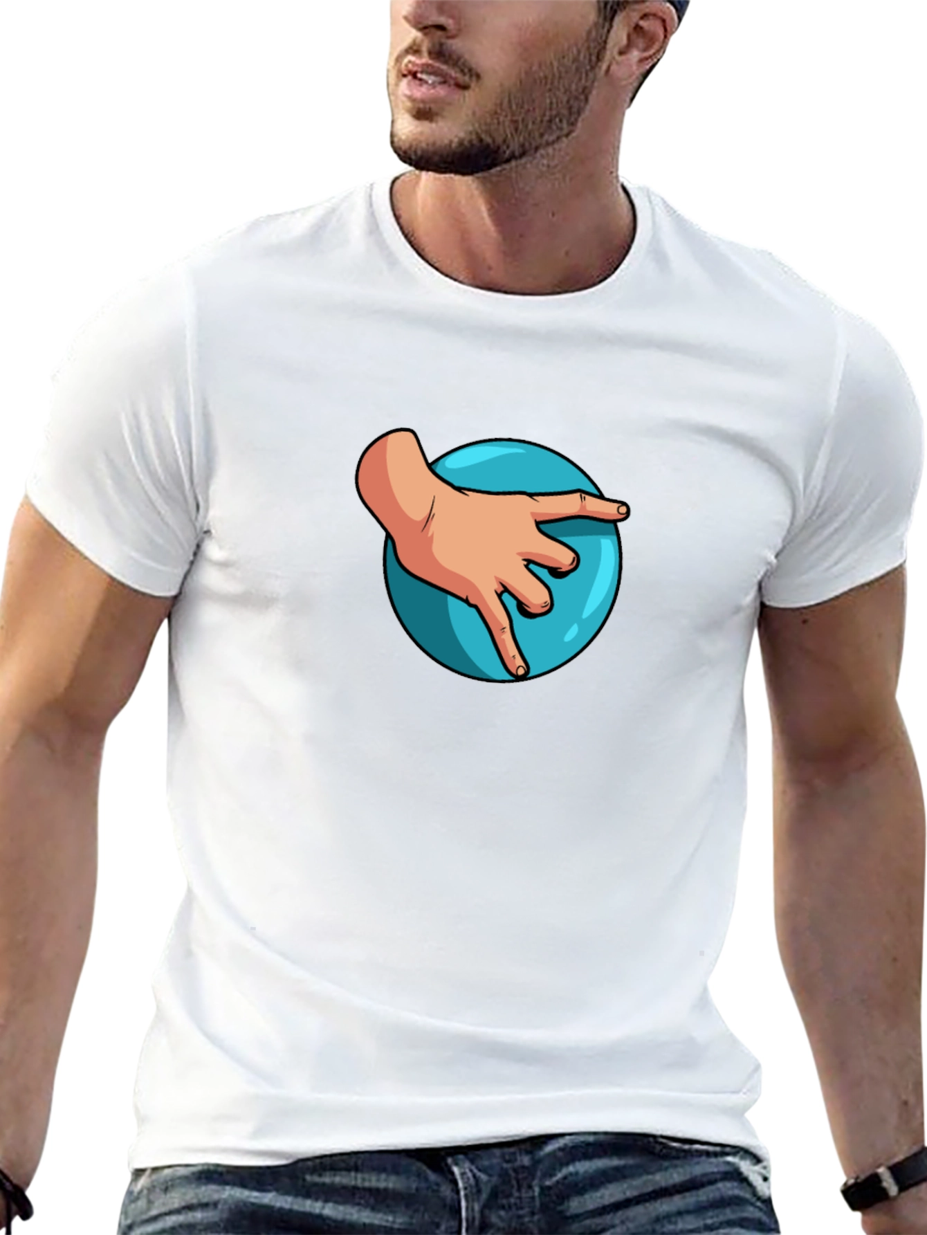 Hand on Ball Graphic Tee - Casual Black T-Shirt