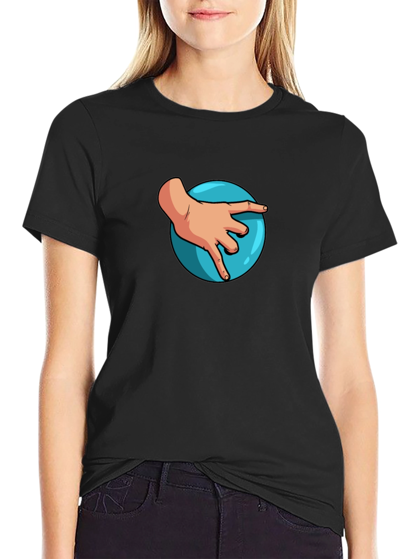 Hand on Ball Graphic Tee - Casual Black T-Shirt
