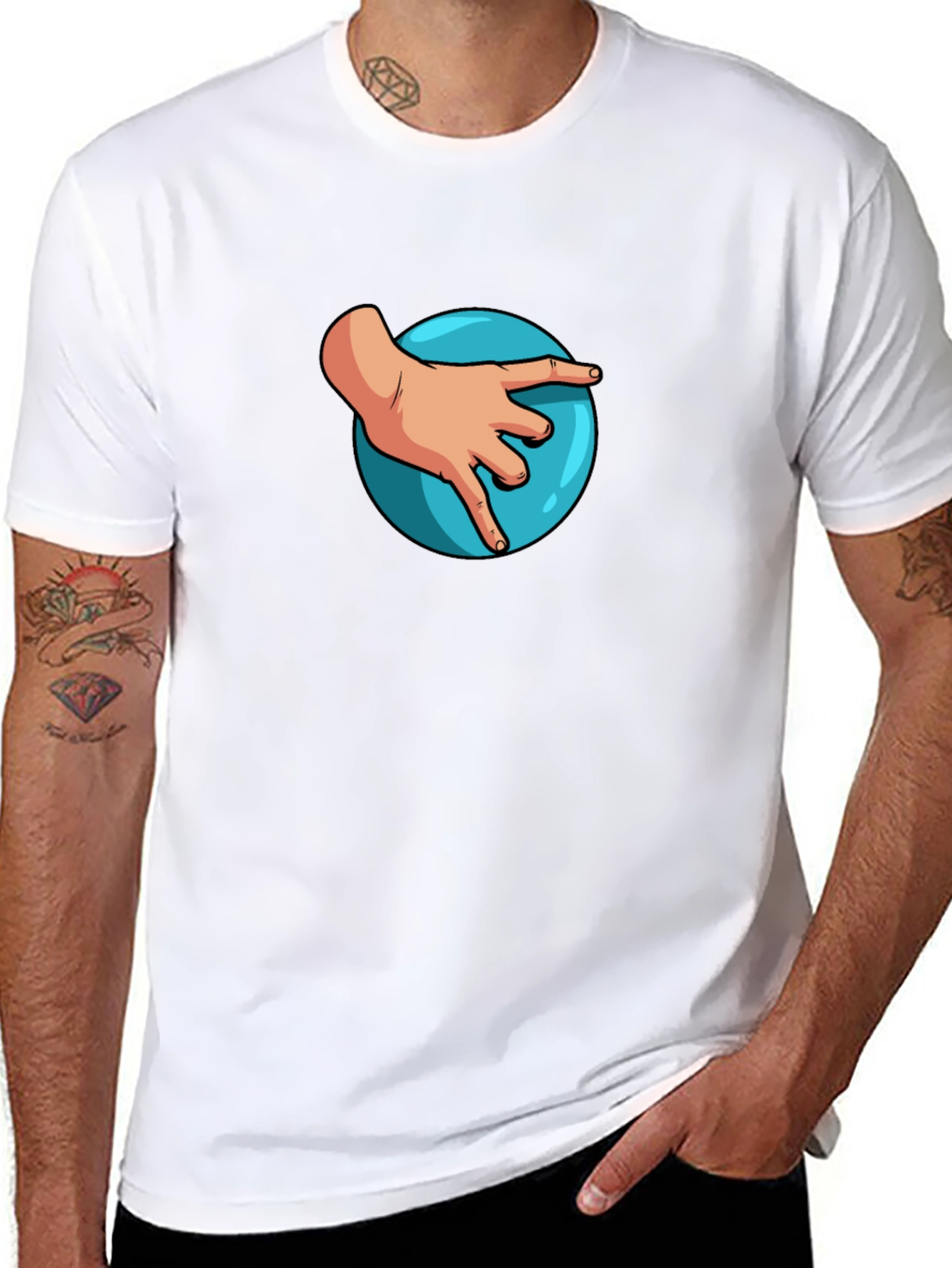 Hand on Ball Graphic Tee - Casual Black T-Shirt
