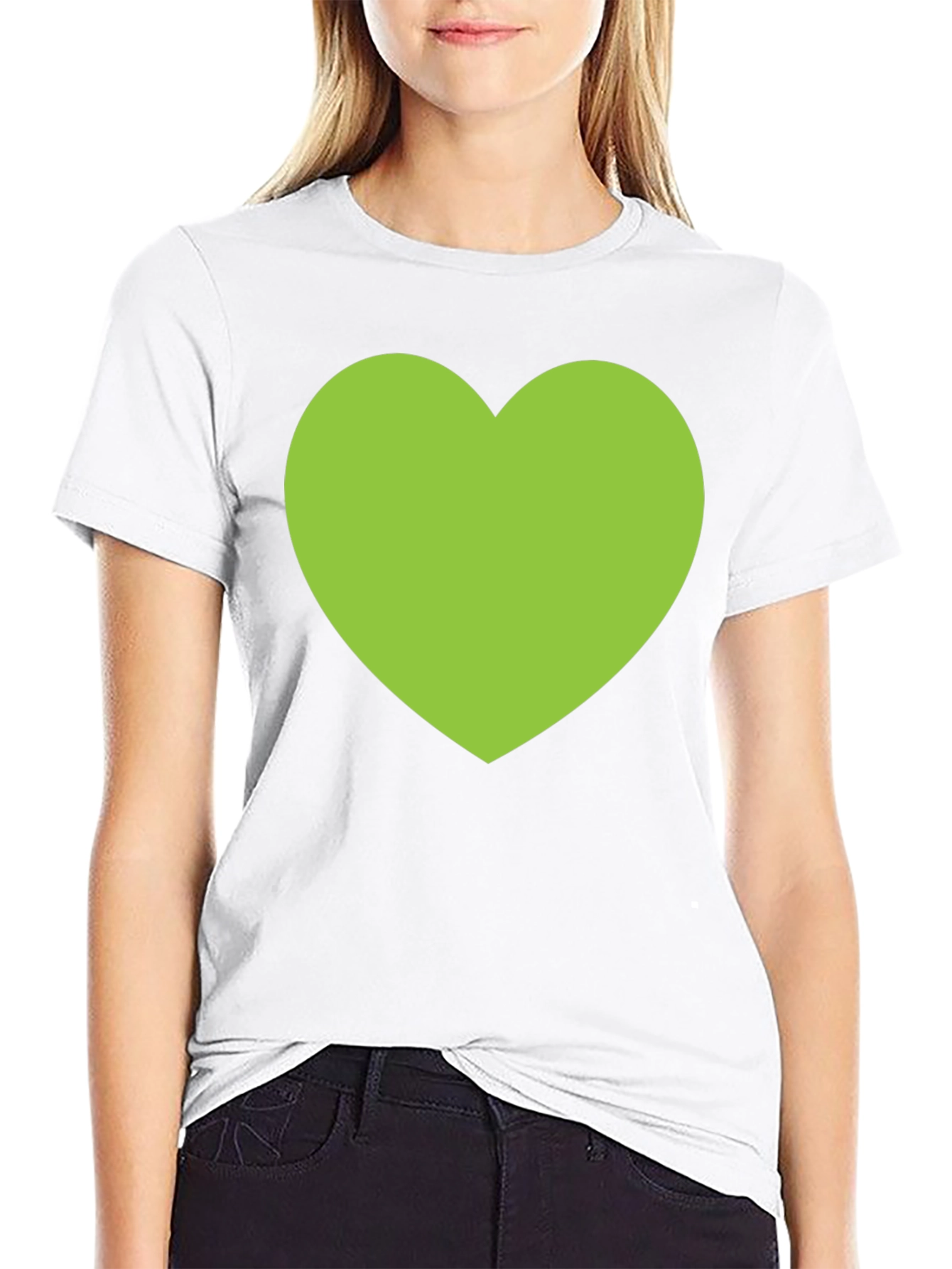 Green Heart Graphic Black T-Shirt