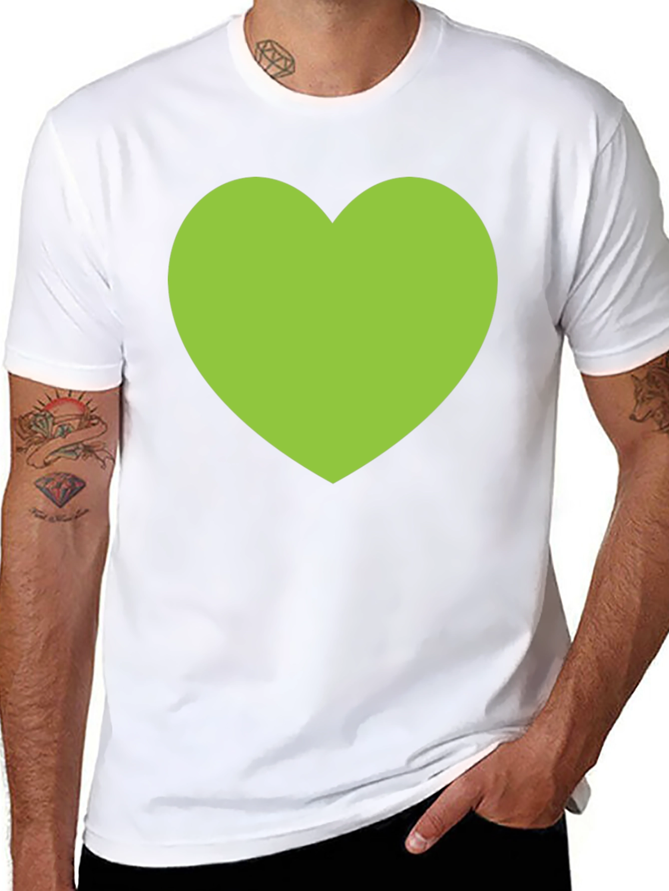Green Heart Graphic Black T-Shirt