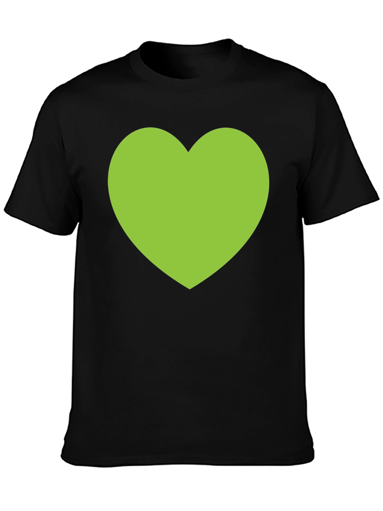 Green Heart Graphic Black T-Shirt