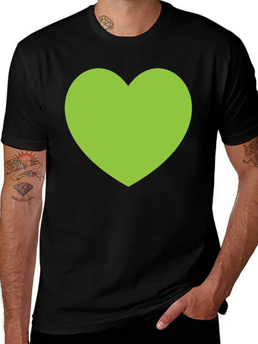 Green Heart Graphic Black T-Shirt