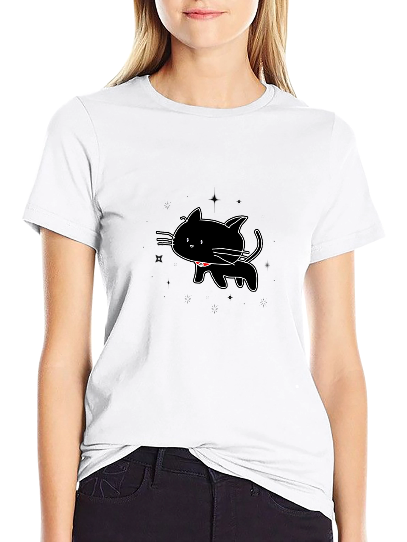 Black Cat Graphic Tee - Mens Casual T-Shirt