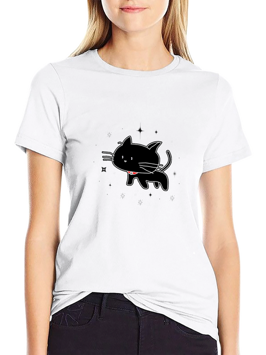 Black Cat Graphic Tee - Mens Casual T-Shirt