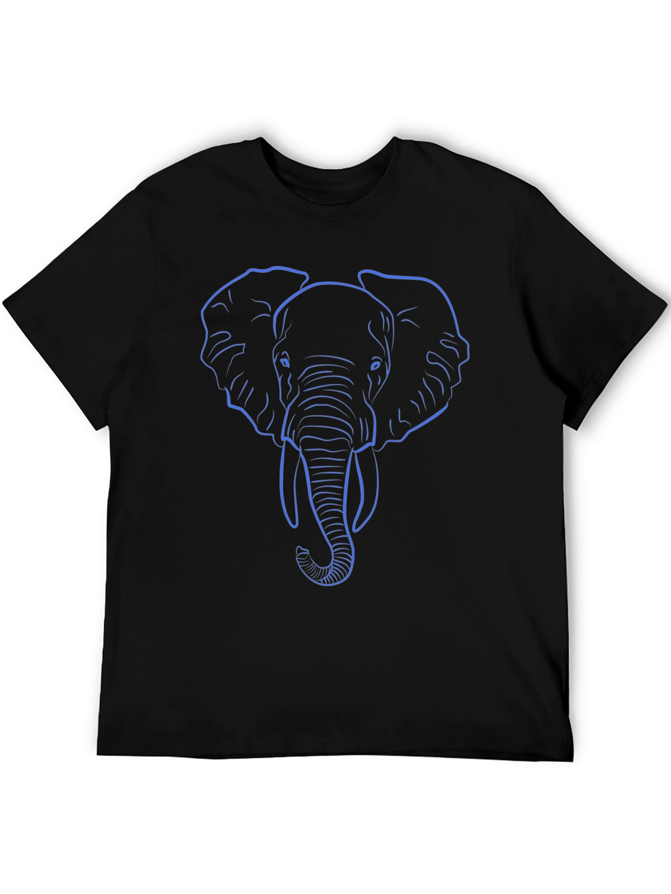 Elephant Outline Graphic T-Shirt - Casual Black Tee