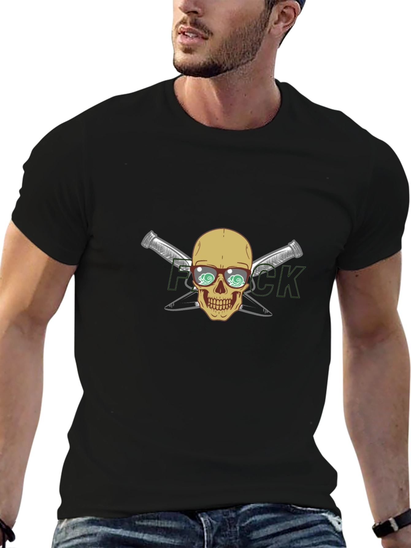 Skull & Crossed Knives Graphic T-Shirt