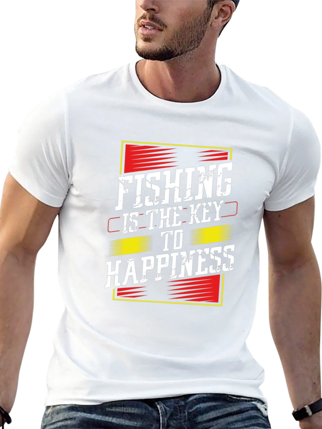 Fishing Is Key T-Shirt - Black Graphic Print
