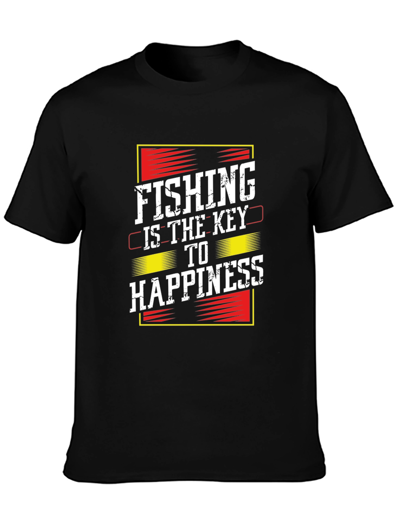 Fishing Is Key T-Shirt - Black Graphic Print