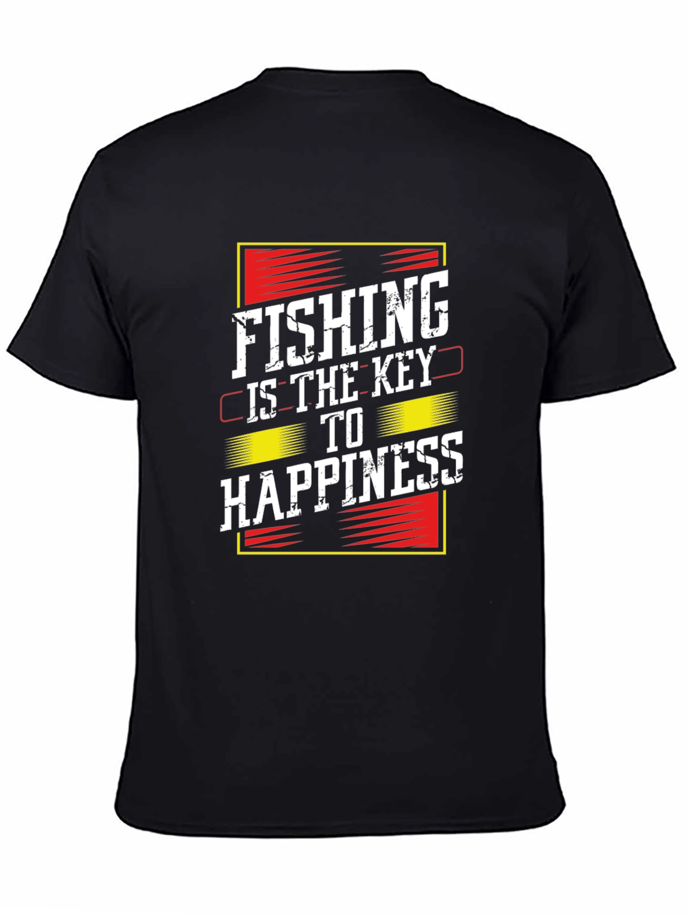 Fishing Is Key T-Shirt - Black Graphic Print
