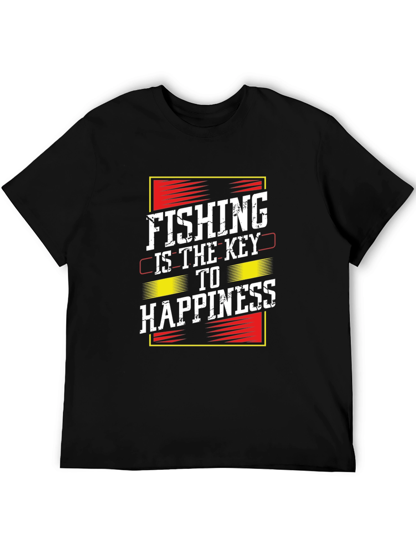 Fishing Is Key T-Shirt - Black Graphic Print