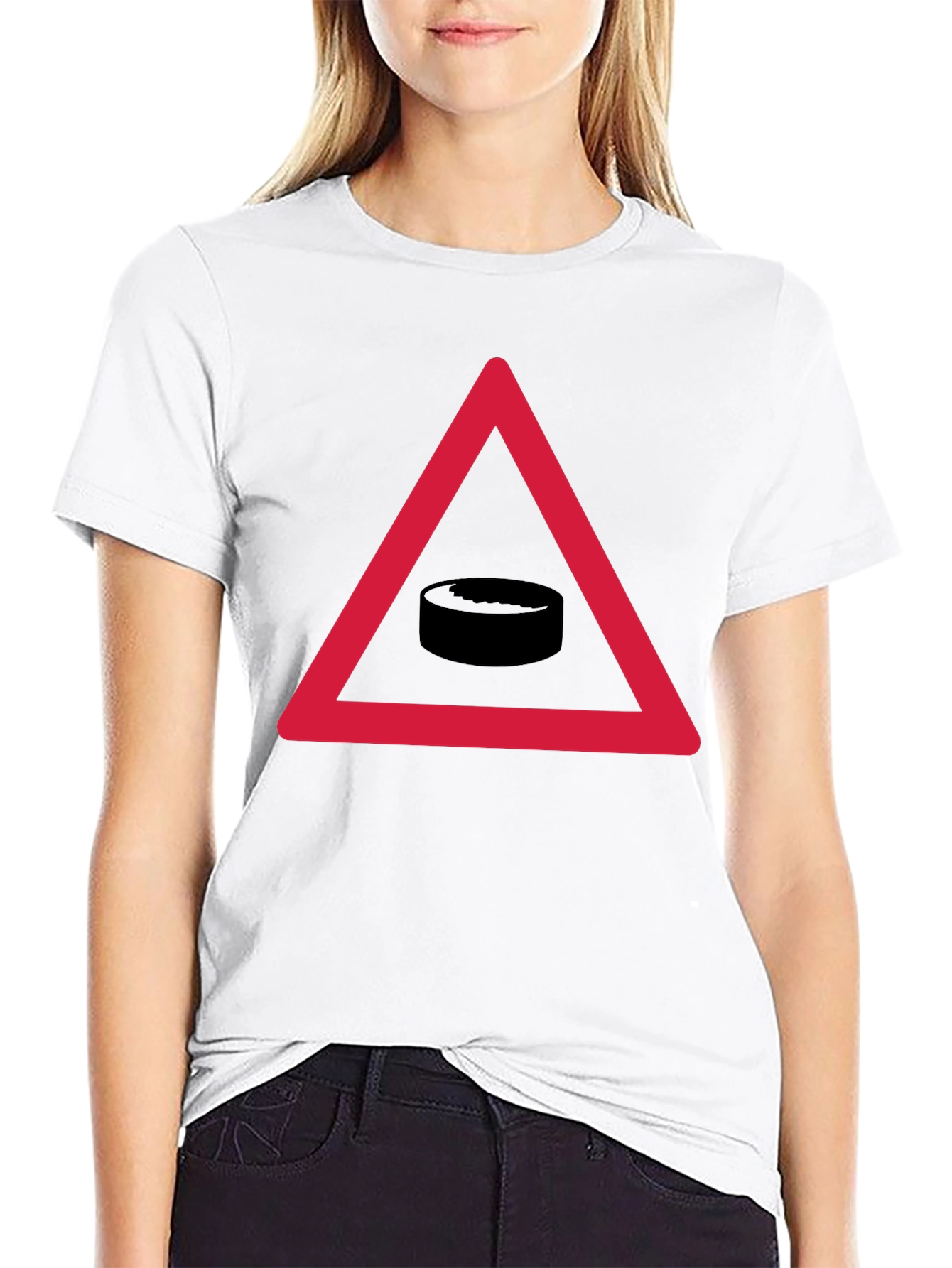 Hockey Puck Warning T-Shirt - Funny Sports Tee