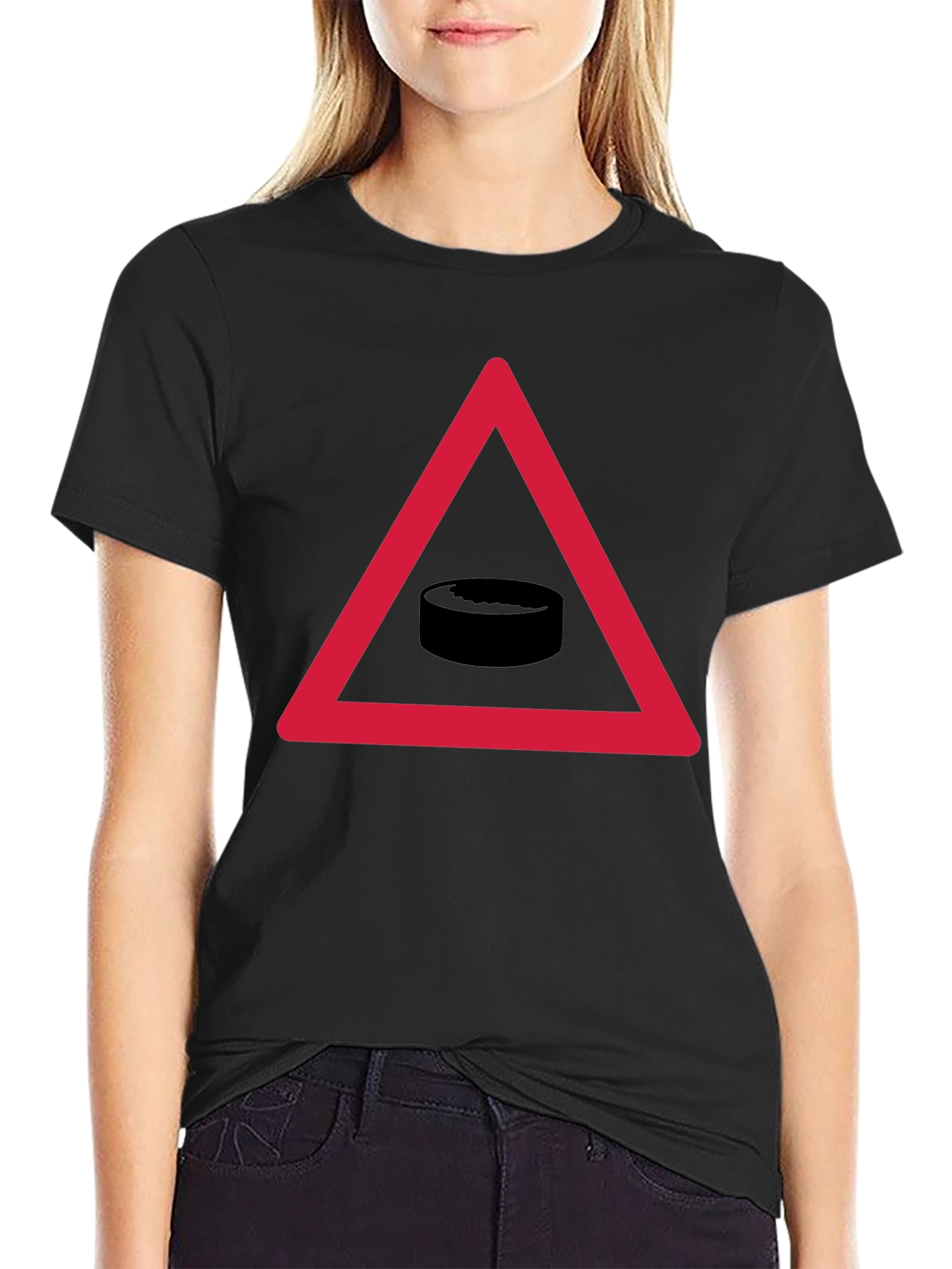 Hockey Puck Warning T-Shirt - Funny Sports Tee