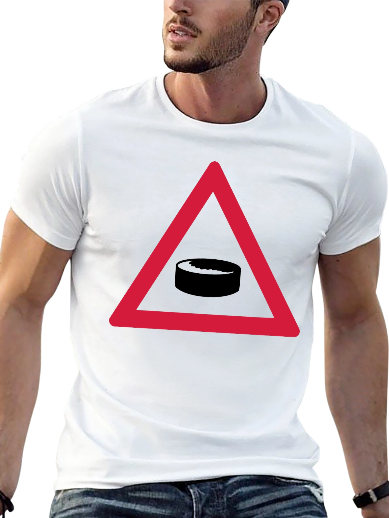 Hockey Puck Warning T-Shirt - Funny Sports Tee
