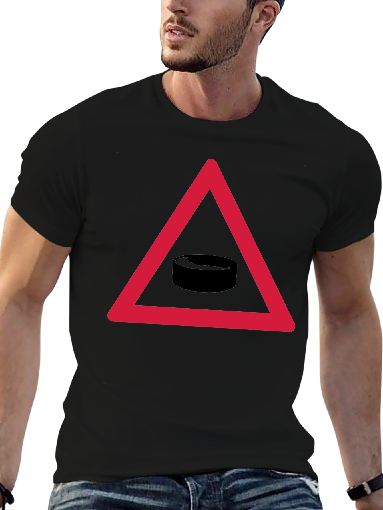 Hockey Puck Warning T-Shirt - Funny Sports Tee