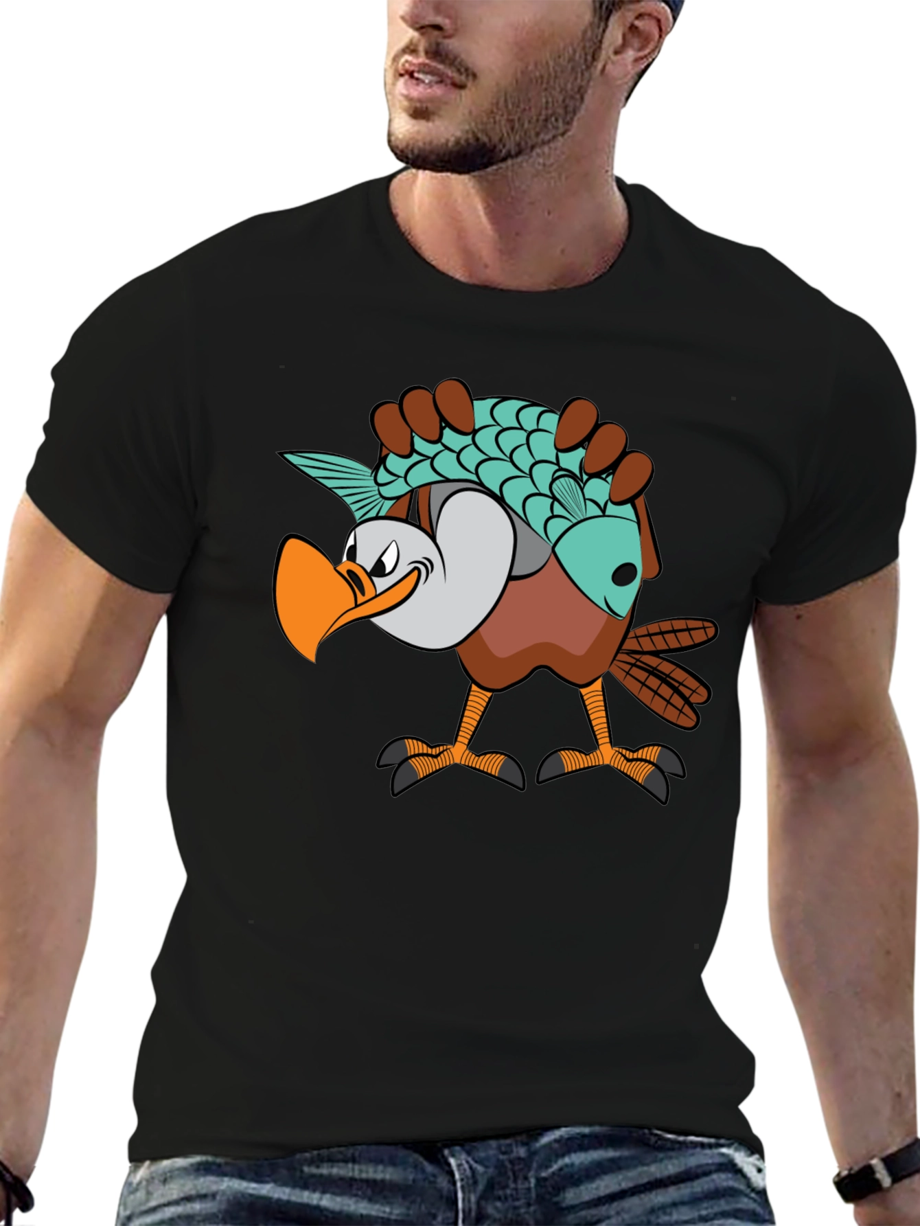 Funny Eagle Carrying Fish Graphic T-Shirt