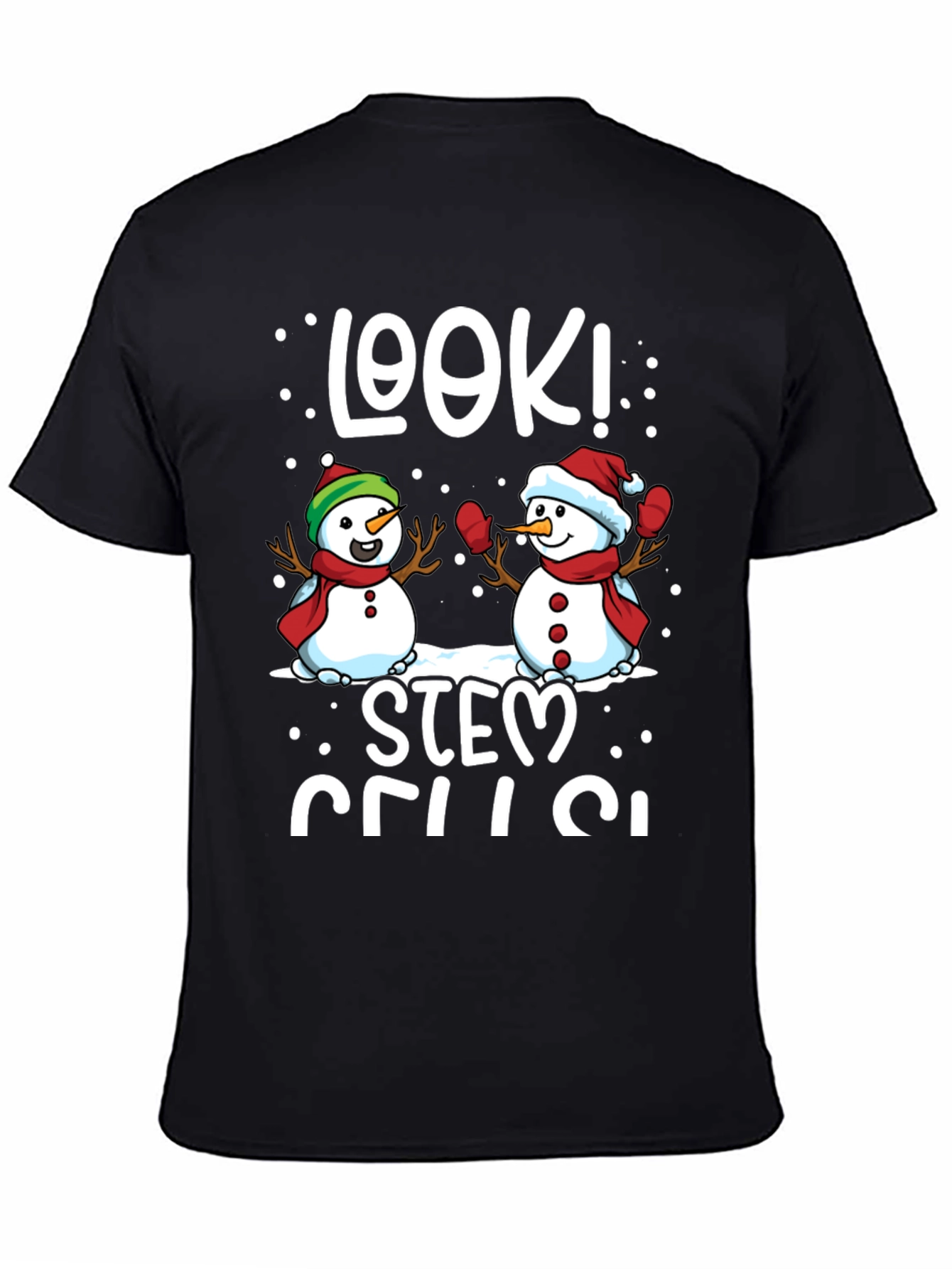 STEM Cells Snowmen Black T-Shirt