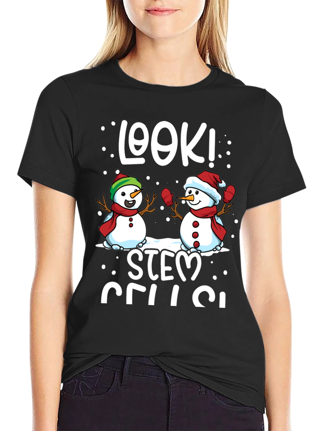STEM Cells Snowmen Black T-Shirt