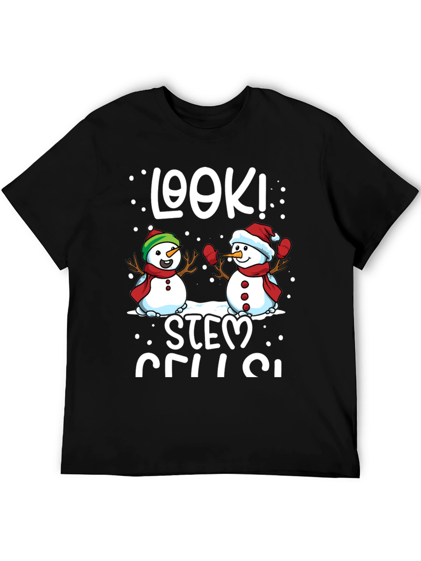 STEM Cells Snowmen Black T-Shirt