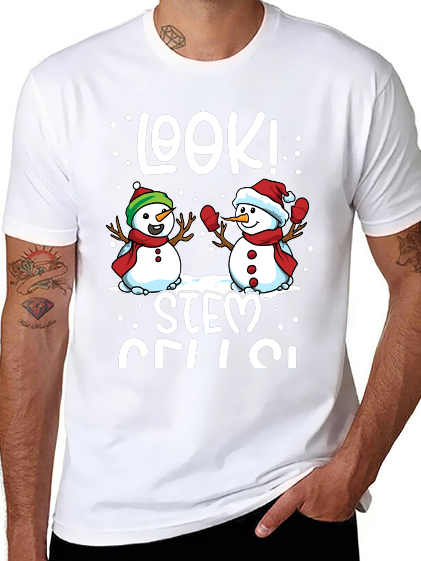 STEM Cells Snowmen Black T-Shirt