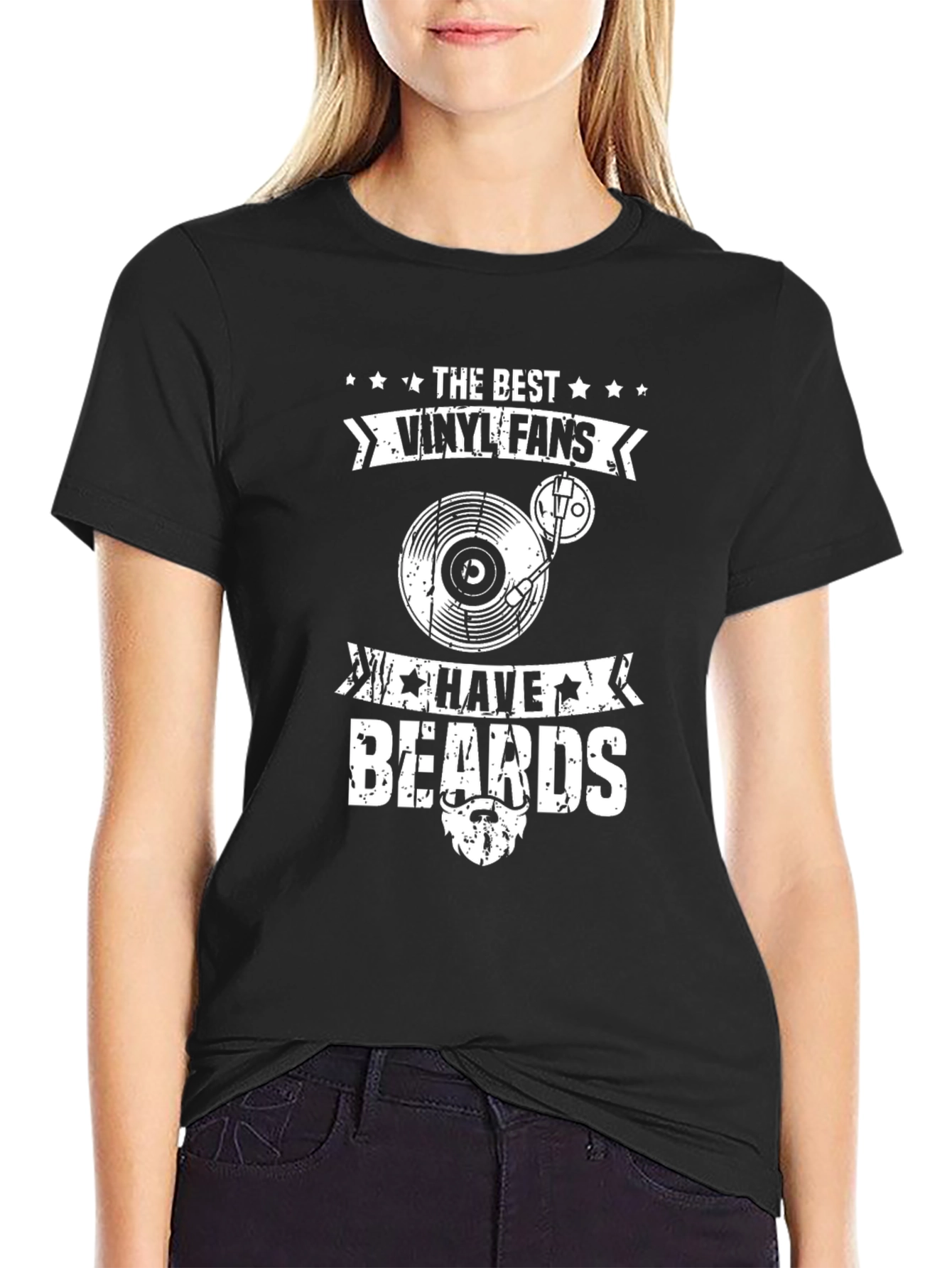 Vinyl Fans with Beards Graphic T-Shirt