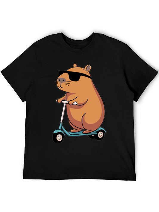 Cool Capybara Scooter Ride Graphic T-Shirt