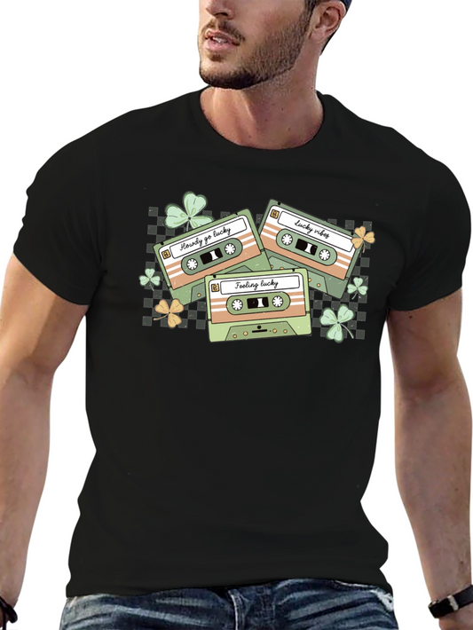 Lucky Vibes Retro Cassette St. Patricks Day Graphic T-Shirt