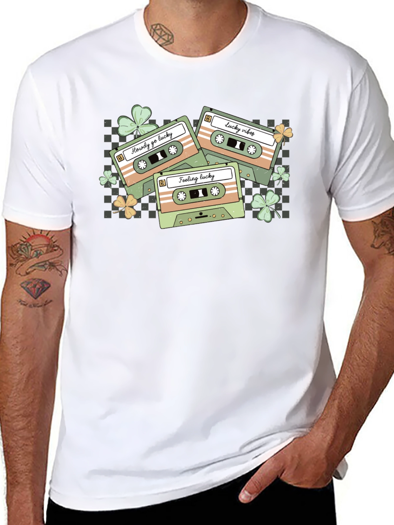 Lucky Vibes Retro Cassette St. Patricks Day Graphic T-Shirt