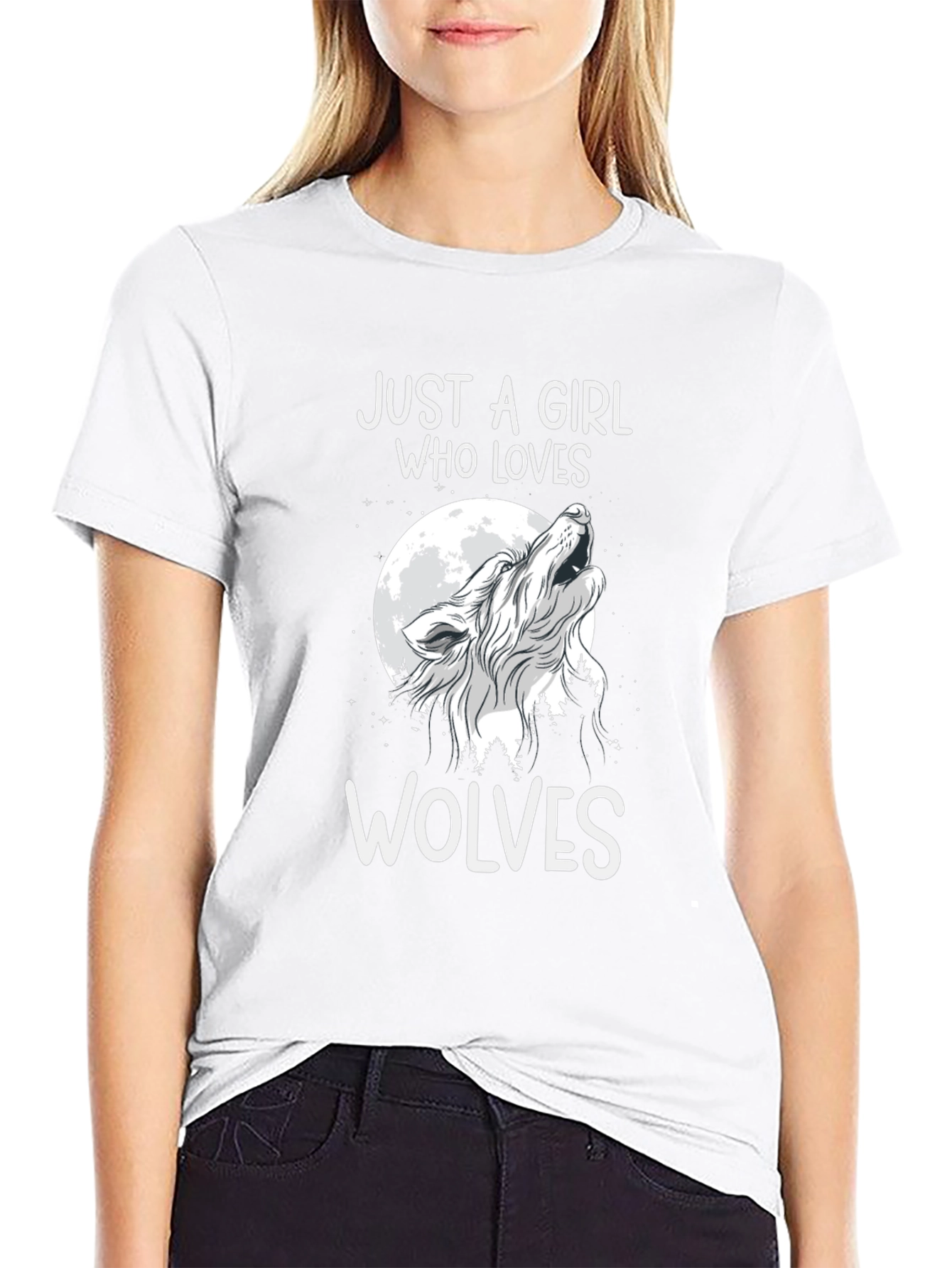 Just A Girl Who Loves Wolves Graphic T-Shirt