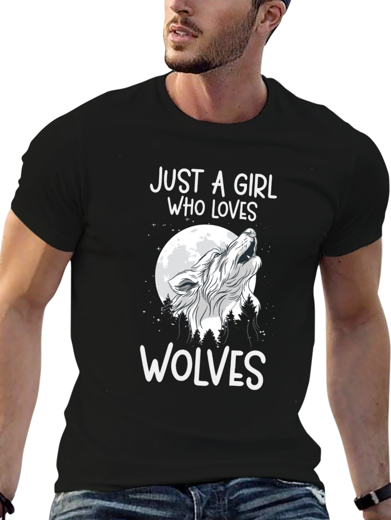 Just A Girl Who Loves Wolves Graphic T-Shirt