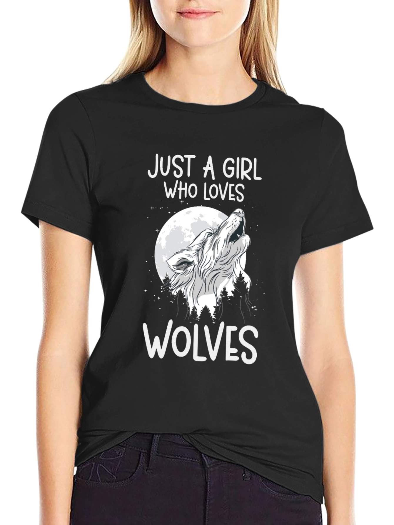 Just A Girl Who Loves Wolves Graphic T-Shirt