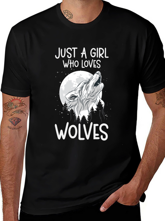 Just A Girl Who Loves Wolves Graphic T-Shirt