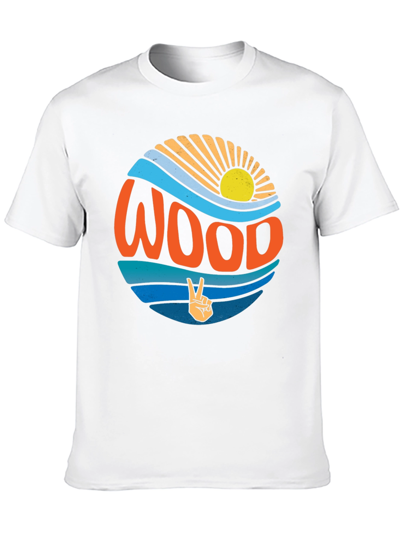 Retro WOOD Graphic T-Shirt - Peace & Waves