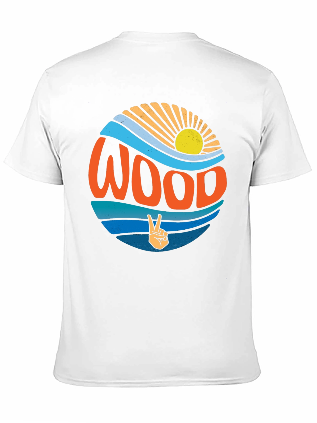 Retro WOOD Graphic T-Shirt - Peace & Waves