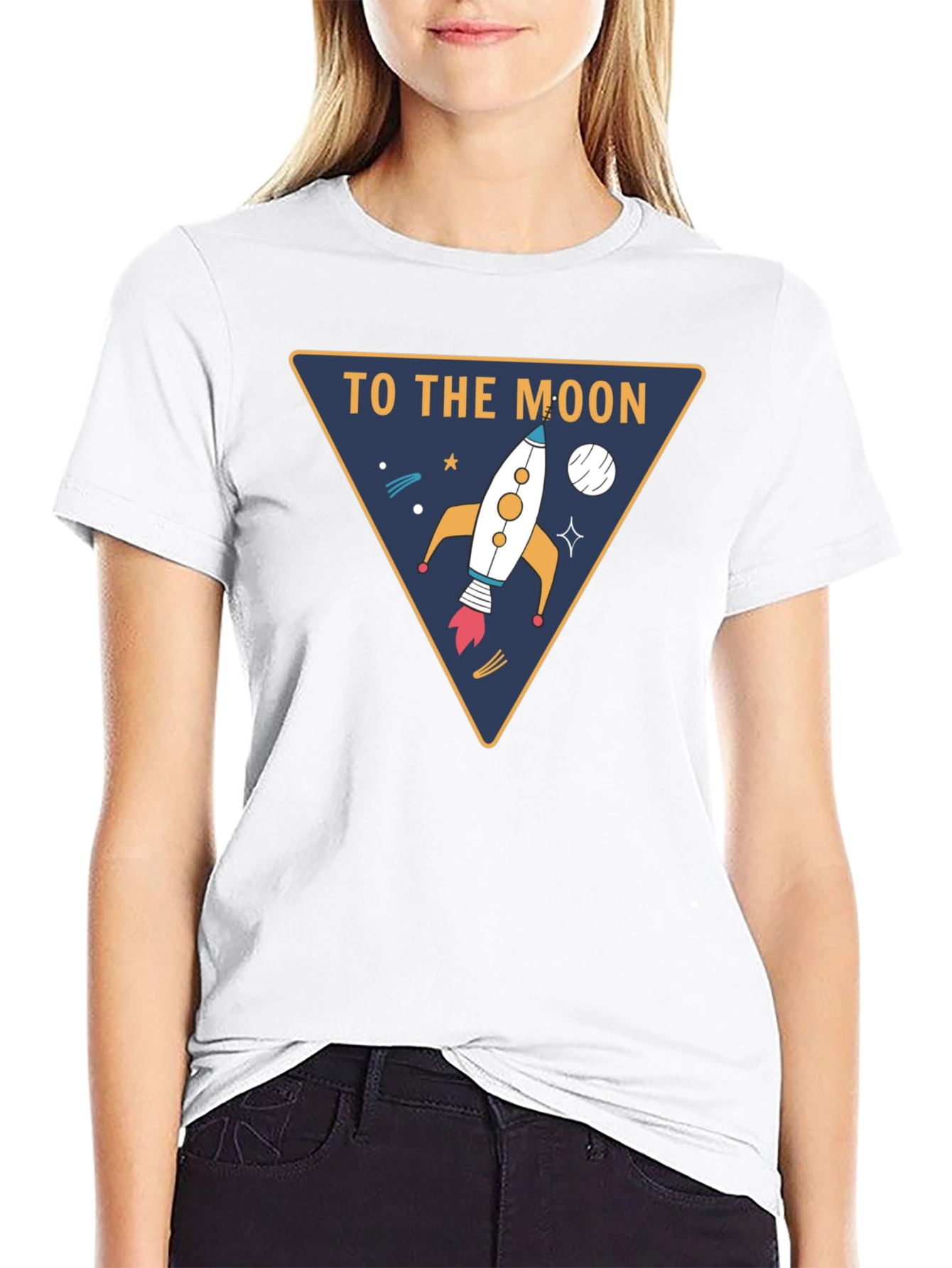 To The Moon Rocket T-Shirt - Black Tee