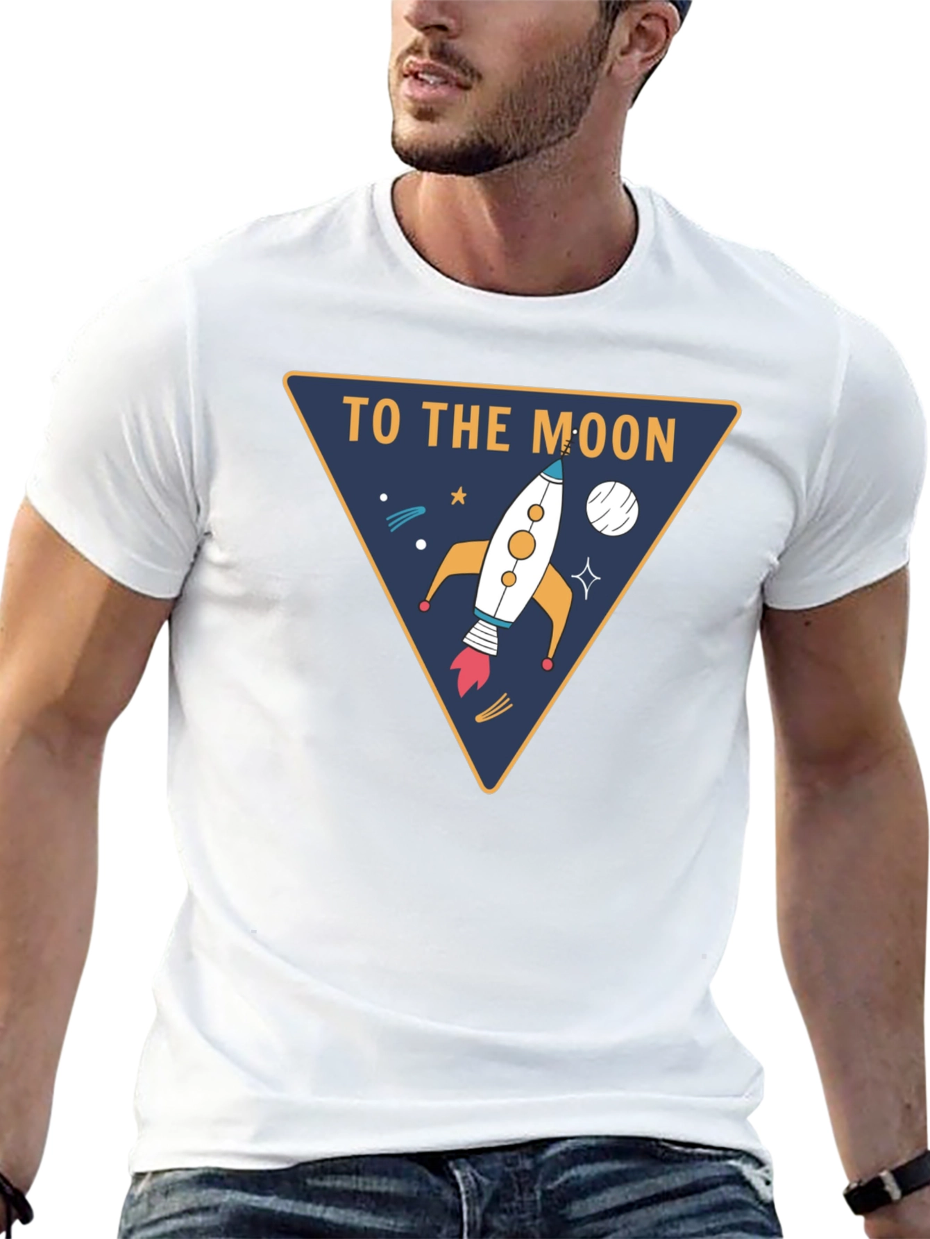 To The Moon Rocket T-Shirt - Black Tee