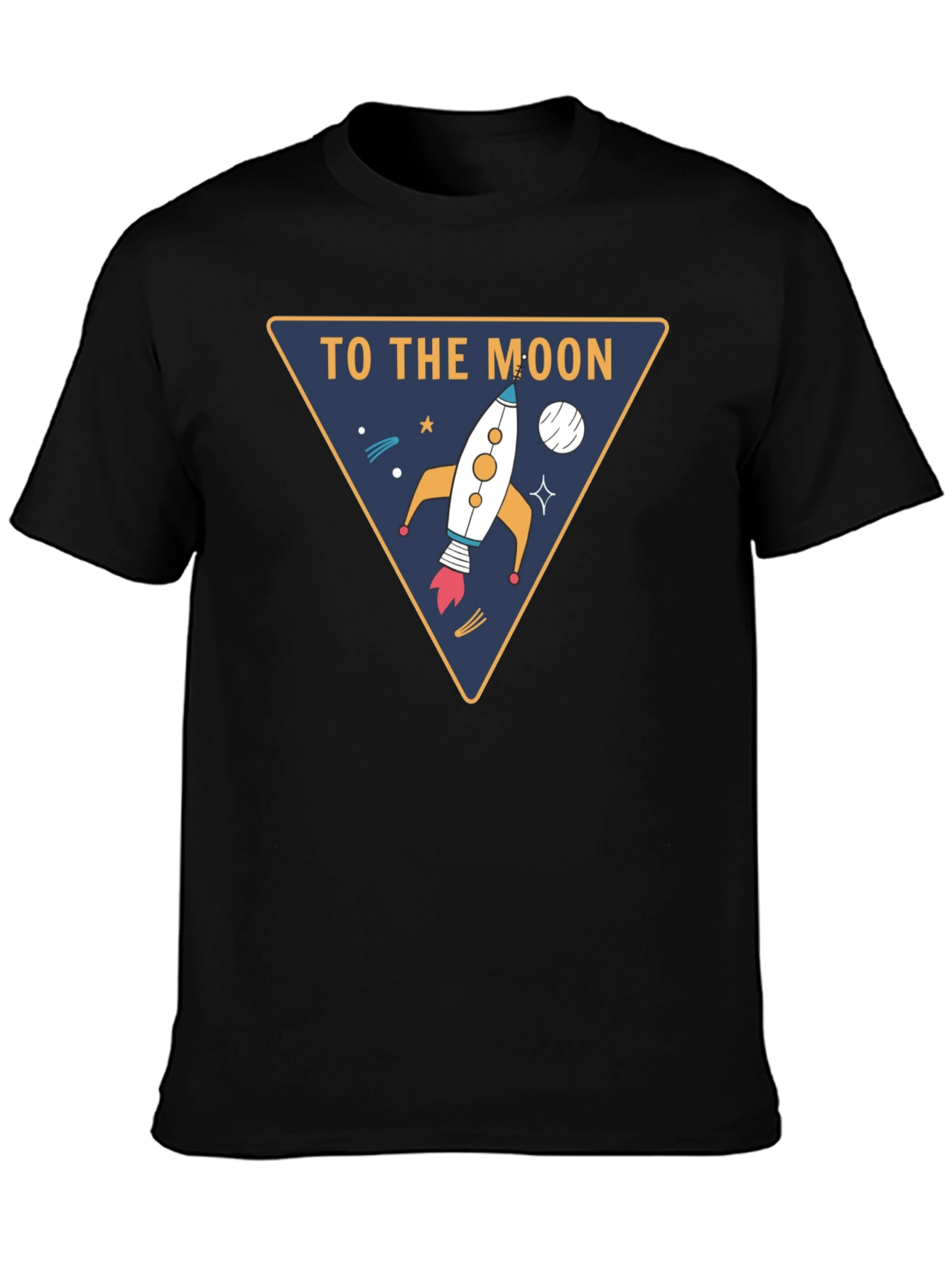 To The Moon Rocket T-Shirt - Black Tee