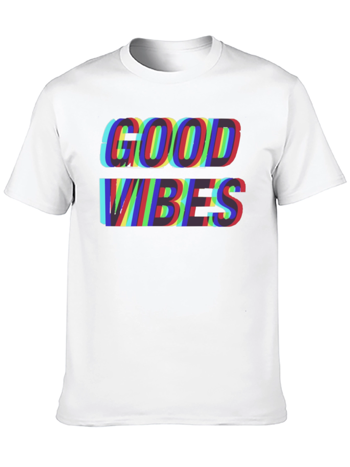 Good Vibes Glitch Tee - Stylish Mens Black T-Shirt