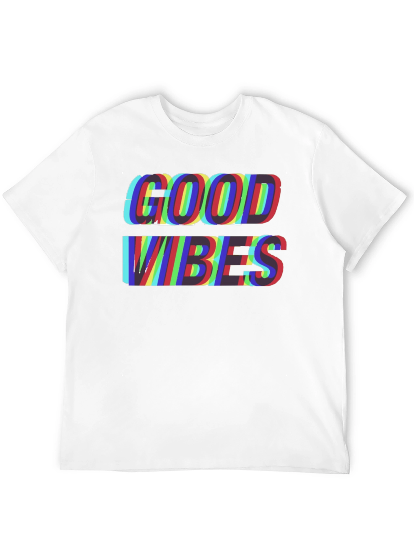 Good Vibes Glitch Tee - Stylish Mens Black T-Shirt