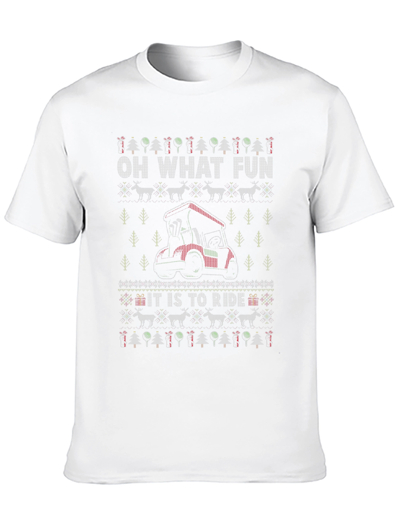 Festive Golf Cart Ugly Christmas T-Shirt