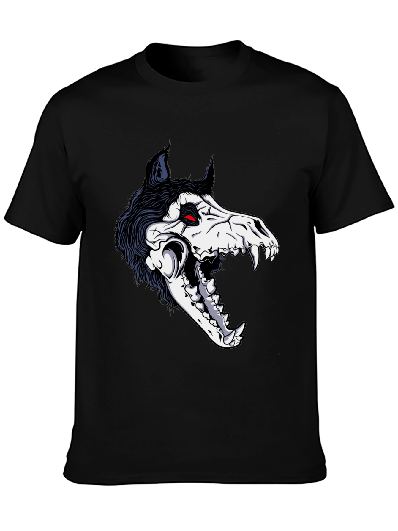 Grim Reaper Wolf Skull Graphic Tee - Black