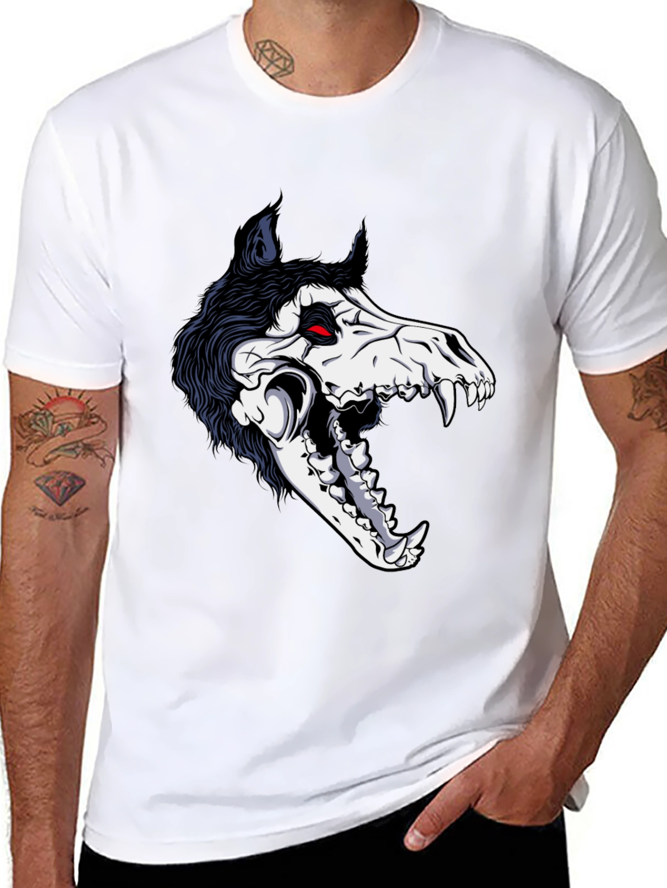 Grim Reaper Wolf Skull Graphic Tee - Black