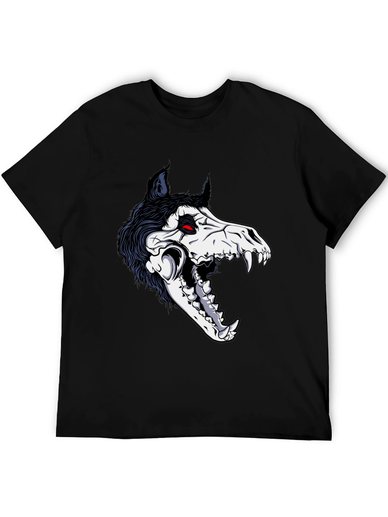 Grim Reaper Wolf Skull Graphic Tee - Black